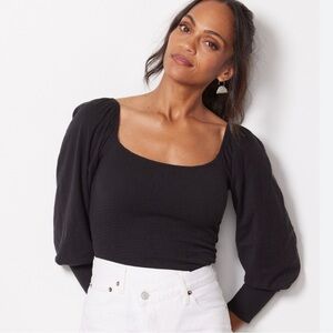 Nation Ltd Iona Black smocked top XS